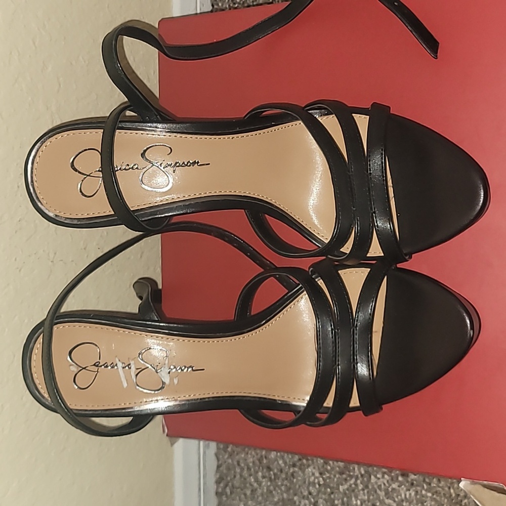JESSICA SIMPSON Womens Black 1-1/2" Platform Padded Ankle Strap Balina Round Toe